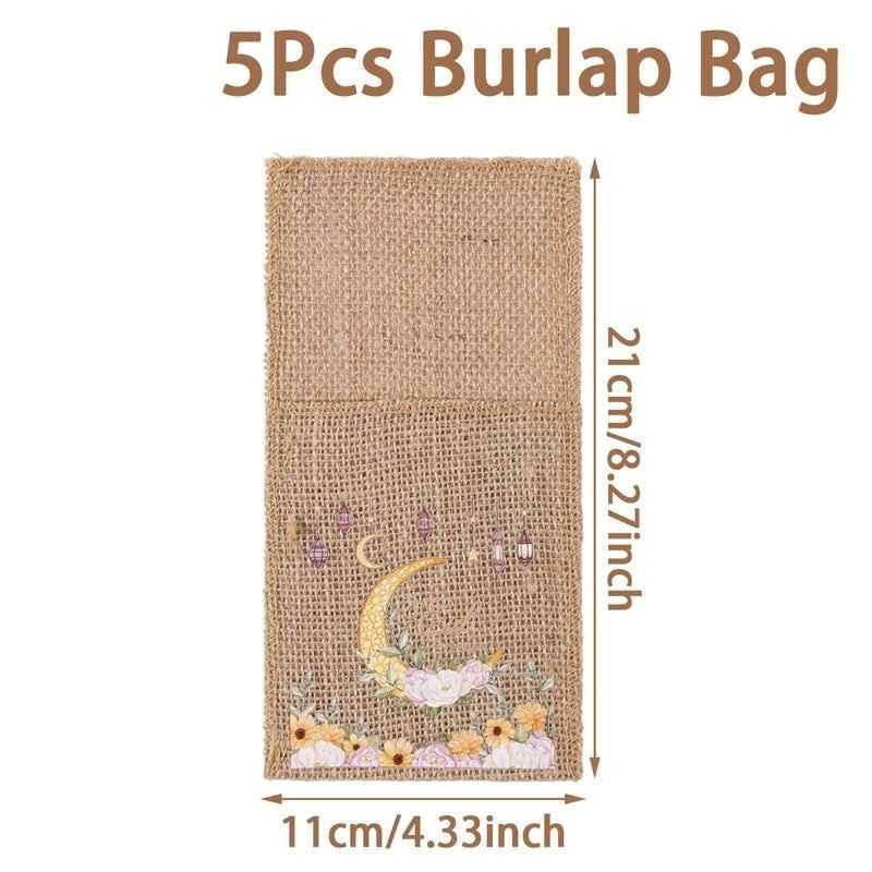 EID Mubarak Decoration Burlap Cutlery Bags Ramadan Decor 2025 Cutlery Bag Ramadan Kareem Islamic Muslim Party Eid Al Adha Gifts