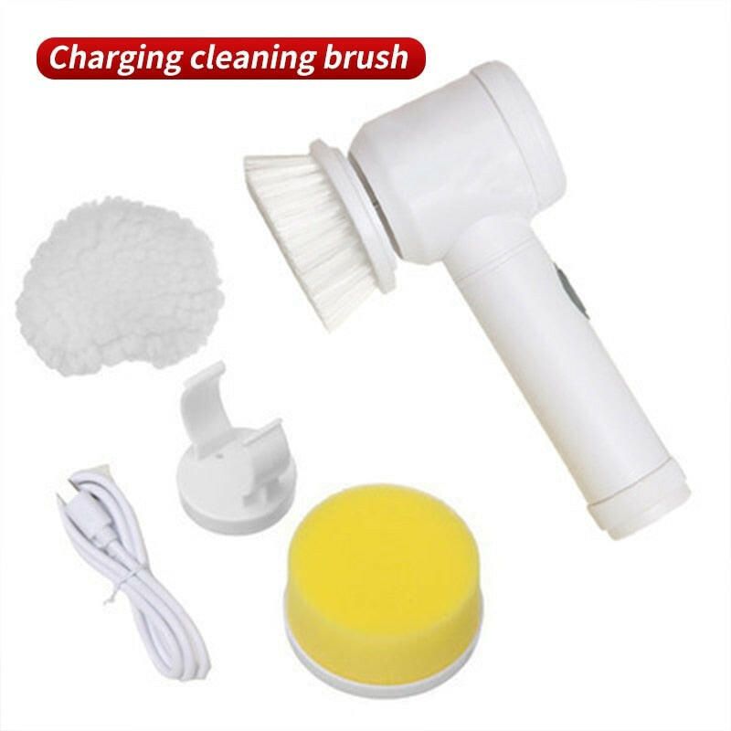 Electric Cleaning Brush Bathroom Wash Brush Kitchen Cleaning Tool USB 5-in-1 Handheld Bathtub Brush Electric Brush Cleaner Sink