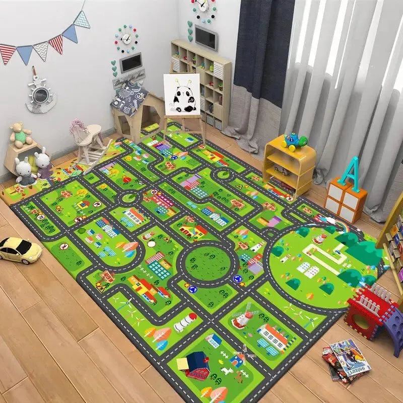 Children's Anti-slip Rug Crawl Mat Road Traffic Route Map Rug Living Room Sofa Coffee Table Carpets Baby Climbing Play Carpet