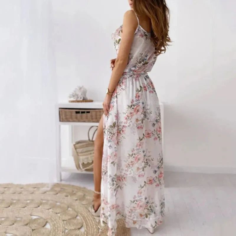 Women Maxi Dress Summer Chic V Neck Sleeveless