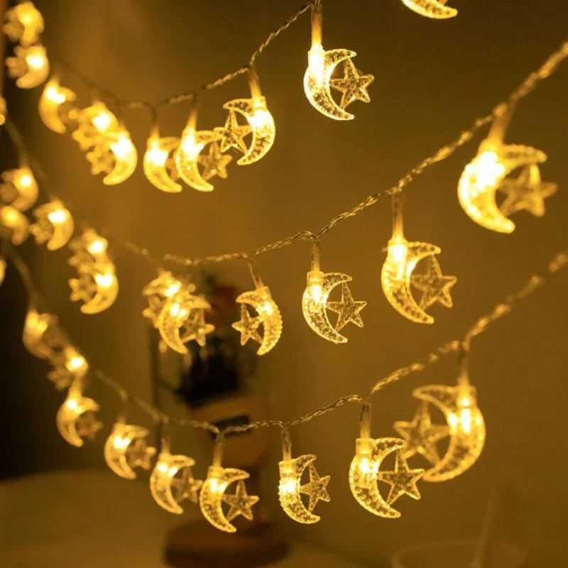 3M 20led Eid Mubarak Star Moon Led String Lights Ramadan Kareem Decoration for Home 2025 Islamic Muslim Festival Party Supplies