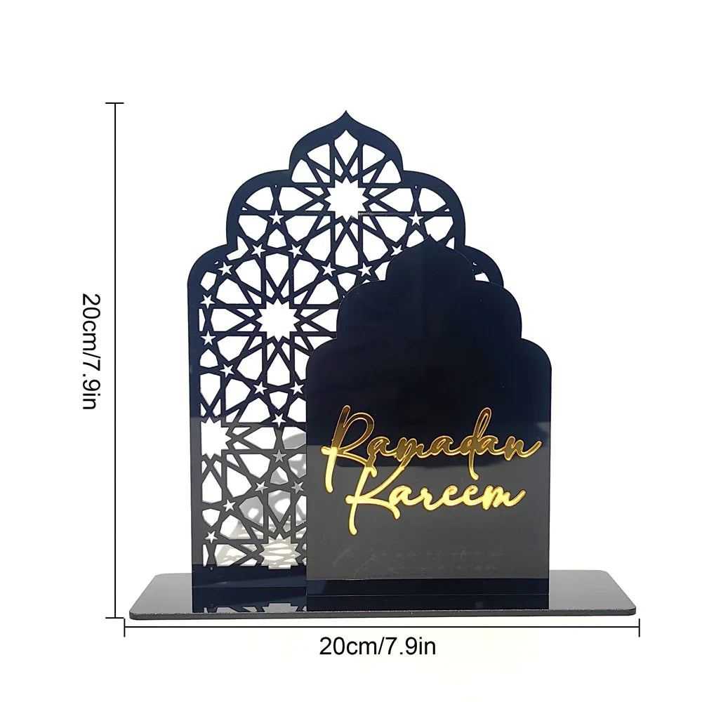 Muslim Ramadan Festival black white solid color metal desktop ornaments decorated with gold printing hollow printing decorations