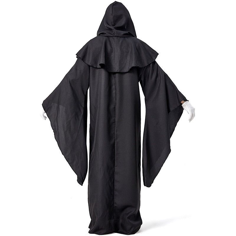 Adult Caster Costumes for Men Women Black Hooded Scary Witch Devil Cosplay Costume for Halloween Party Clothes