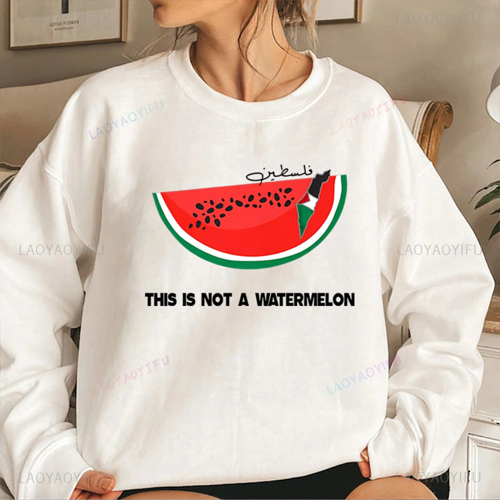 This Is Not A Watermelon Sweatshirt "Ceci N'est Pas Une Pastèque" Hoodie Freedom Crewneck Sweatshirt Arab Gift Pullover