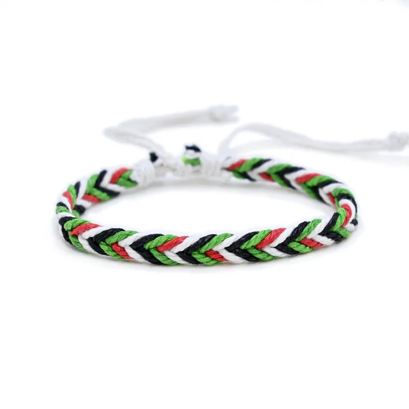 Multicolor Manual Weave Palestine Bracelet Gaza Color Arabic Ethnic Style Men Women Adjustable Accessories Gifts hépīng Peace