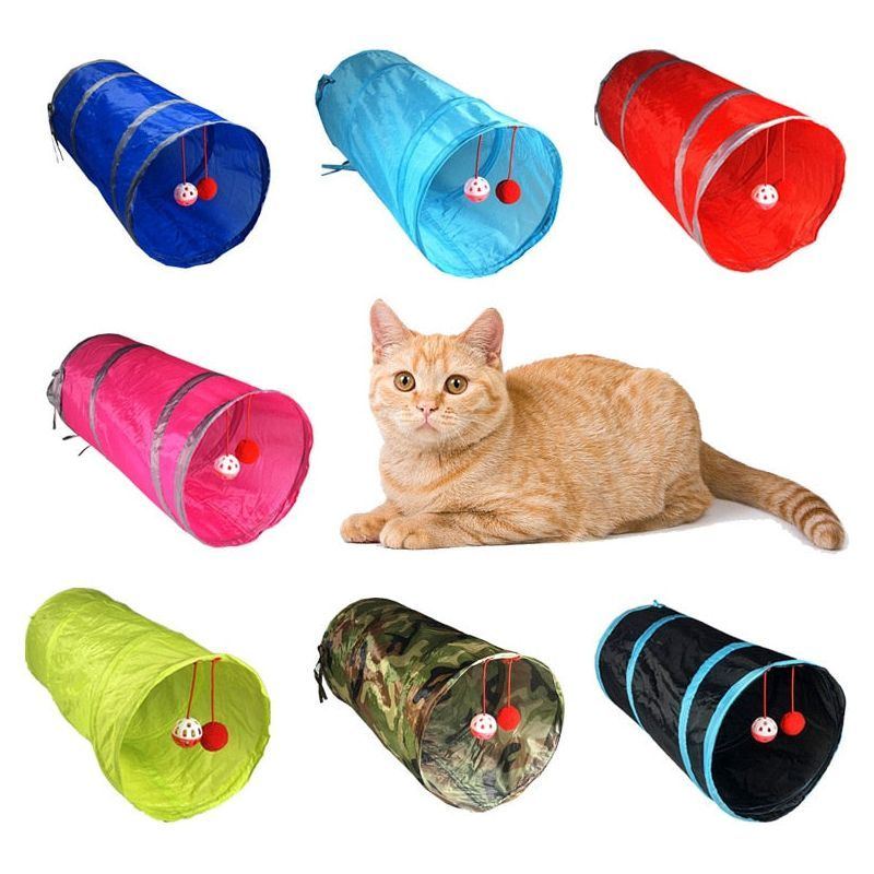 Cat Tunnel Toy Funny Pet Holes Play Tubes Collapsible Crinkle Kitten Toys Puppy Ferrets Rabbit Play Dog Tunnel Tubes