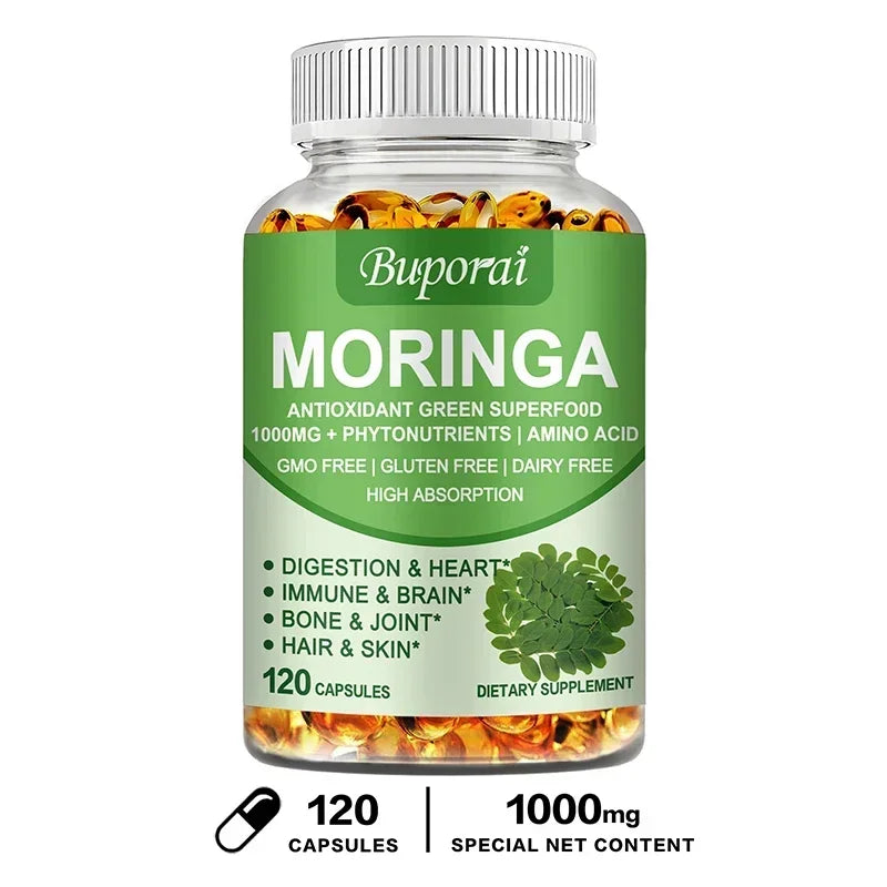 Moringa Capsules 1000mg - Supports Immune and Digestive Health, Boosts Energy Levels, Antioxidant