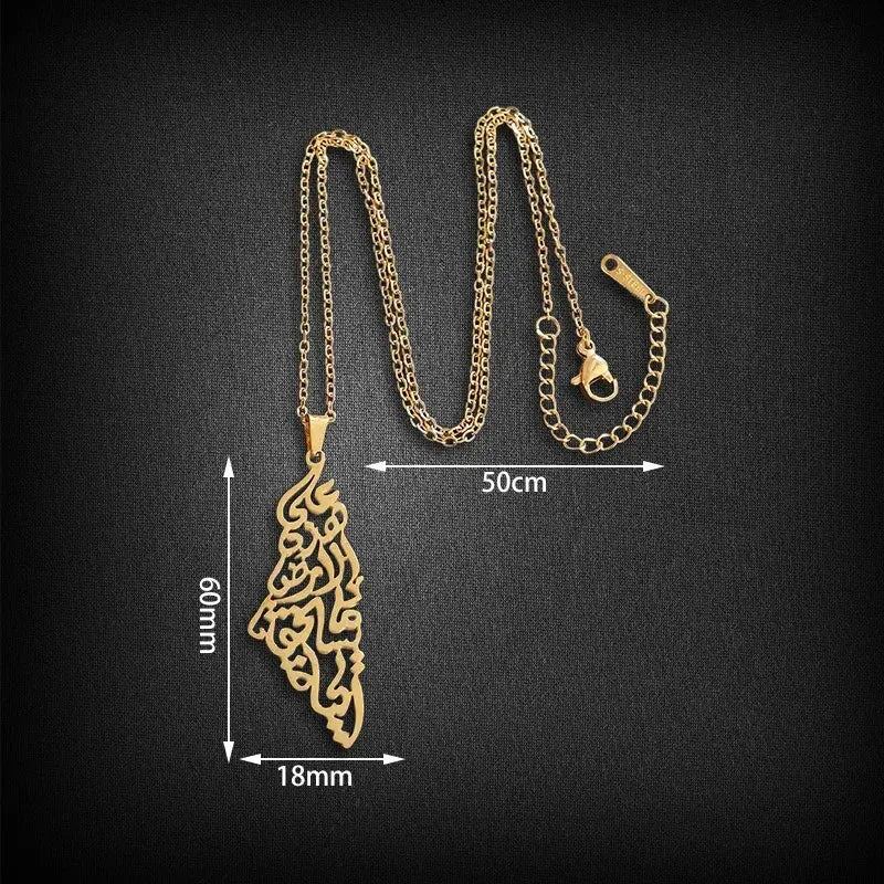 Stainless Steel Board Game Necklace, Arab Palestine Map Pendant Men's Casual Jewelry