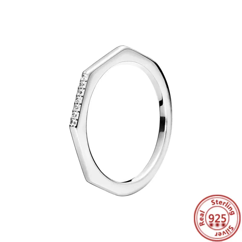 Silver Crown Heart Flower Wing Clear Zircon Rings for Women