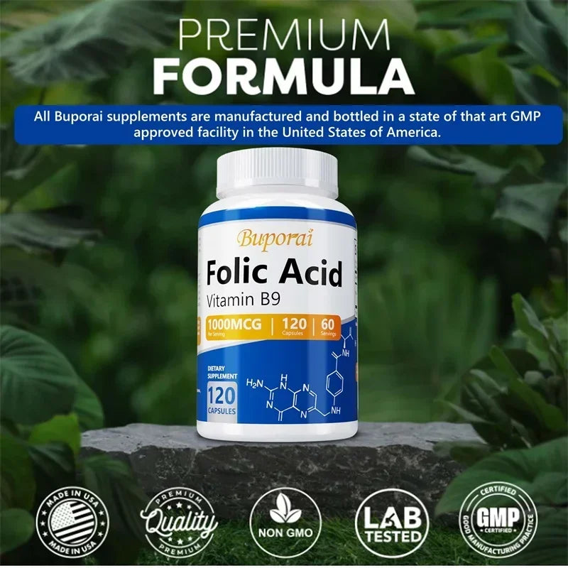 Folic Acid Supplement - Heart Health, Nervous System Health, Prenatal Support