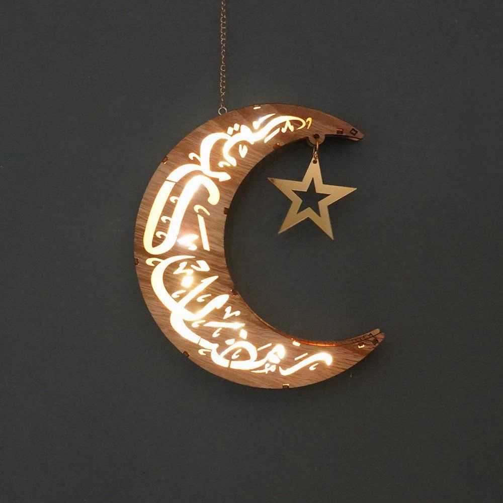 2023 Gold Ramadan Moon Led Lamp Decoration for Home Metal Ramadan Kareem Light Decoration Eid Mubarak Muslim Eid Al Adha Gifts