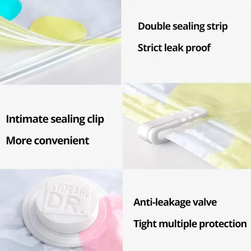 Free Hand Pump Vacuum Compression Bag Set For Multifunctional Storage Bag With Macaron Color Home Quilt Storage Bag
