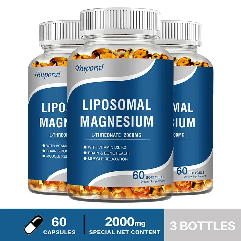 Liposomal Magnesium L-Threonate - Supports Sleep, Boosts Energy Levels, Promotes Brain and Bone Health and Muscle Relaxation