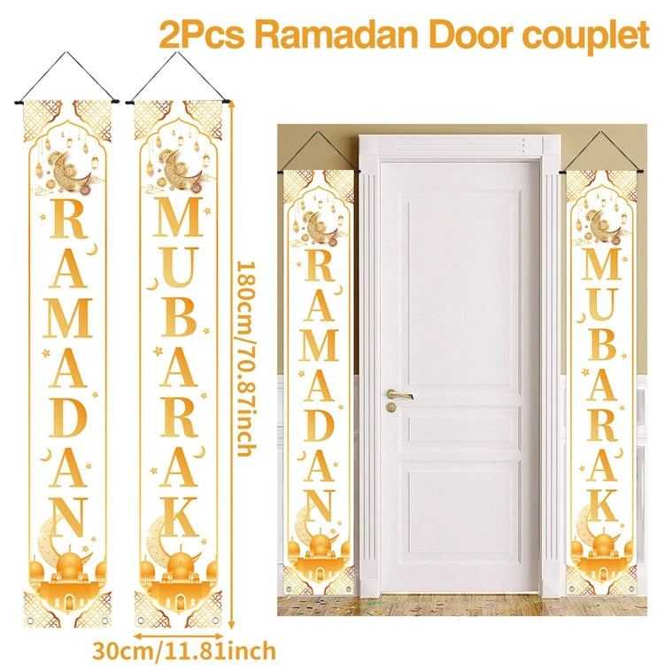 Ramadan Decoration 2025 Door Banner EID Mubarak Decor for Home Porch Banner Ramadan Kareem Islamic Muslim Party Eid Al-Fitr Gift
