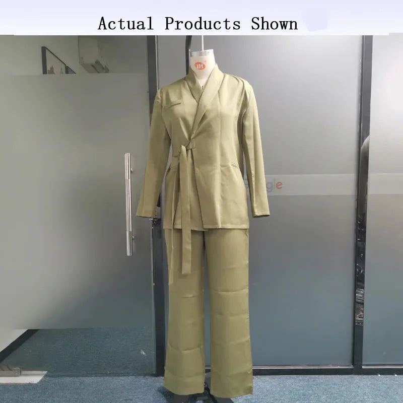 Women Blazer Suit Autumn Casual Solid Long Sleeve With Button Lapel Loose Lace Up Top Loose Pants Sets Streetwear