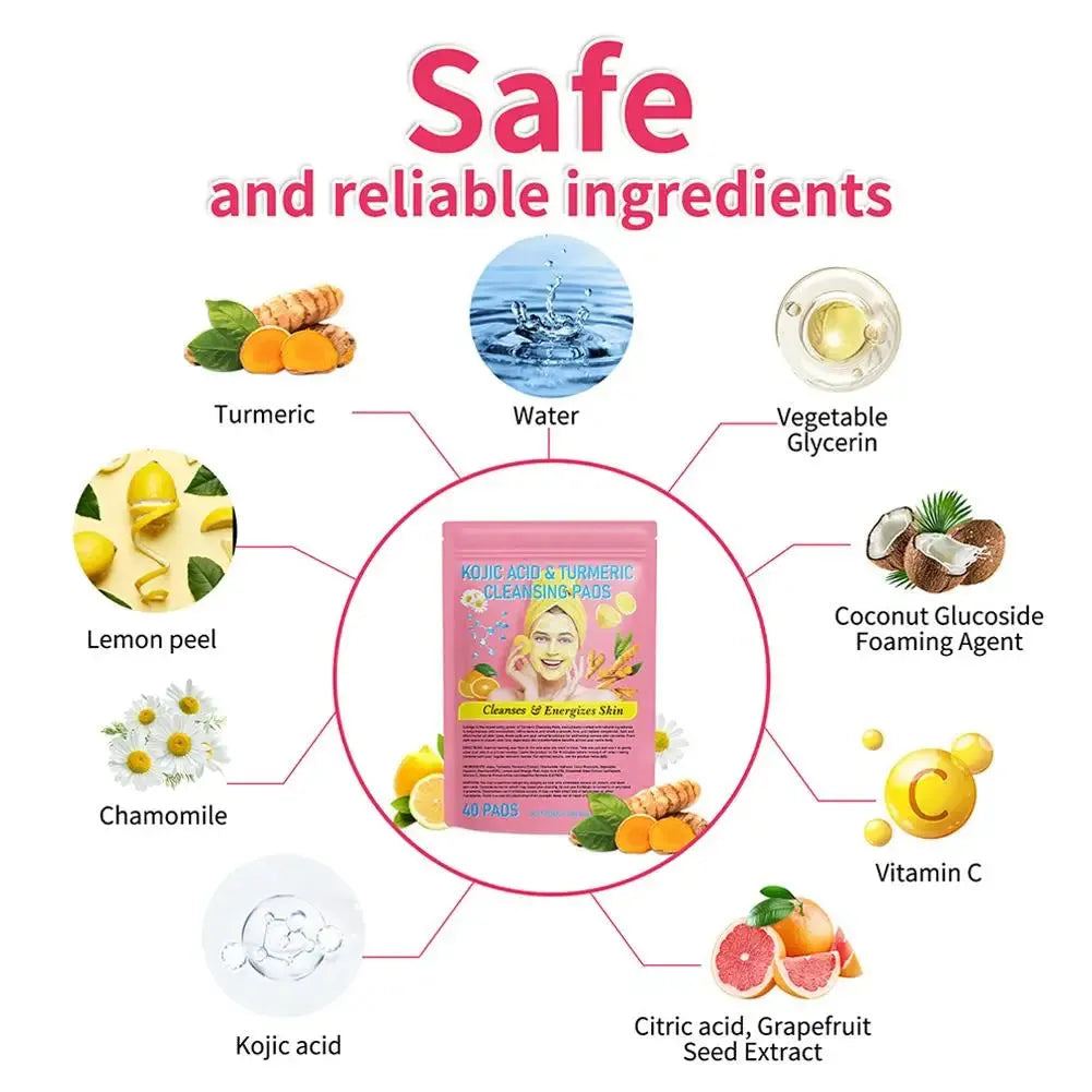 Turmeric Kojic Acid Cleansing Pads Oil Control Facial Sponges Keratin Exfoliating Pads Daily Cleansing For Skin Care Product