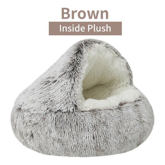 Plush Round Cat Bed Pet Mattress Warm Soft Comfortable Basket Cat Dog 2 in 1 Sleeping Bag Nest for Small Dogs - Jointcorp