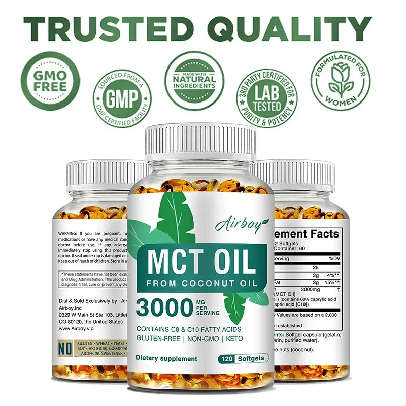 MCT OIL - Helps Reduce Excess Fat in The Abdomen, Arms and Thighs and Promotes Digestive Health