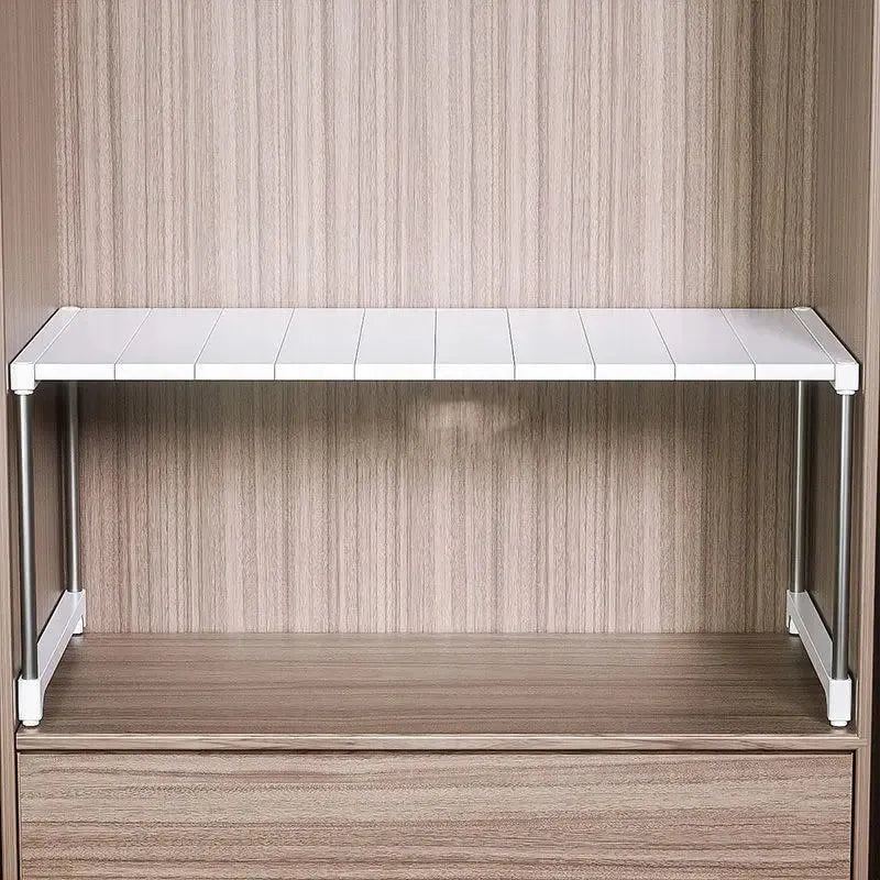 Stackable Storage Rack Wardrobe Layered Partition Rack Closet Sorting Shelves Telescopic Sink Holder Wardrobe Clothing Organizer