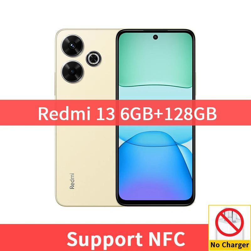 Global Version Xiaomi Redmi 13 Smartphone 108MP Main Camera 5030mAh Battery MTK Helio G91-Ultra 6.79“ Display 33W Fast Charging