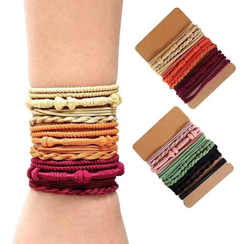 20pcs Boho Hair Ties For Women Braided Hair Rope Bracelet For Thick Hair Seamless Ponytail Holder Hair Accessories