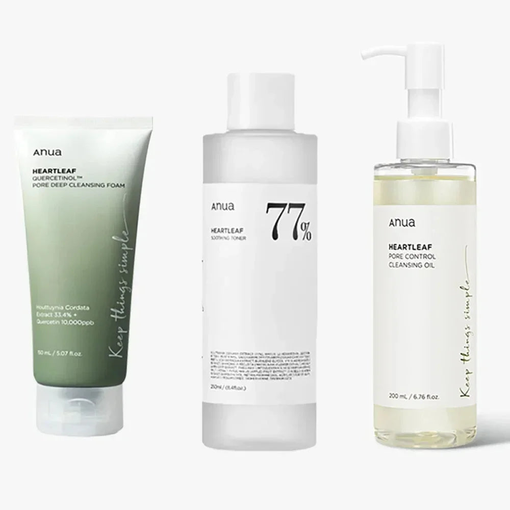 Anua Anti-aging Essence Moisturizing Toner Emulsion Fade Fine Lines Deep Cleaning Facial Cleanser Original Korean Skin Care Set