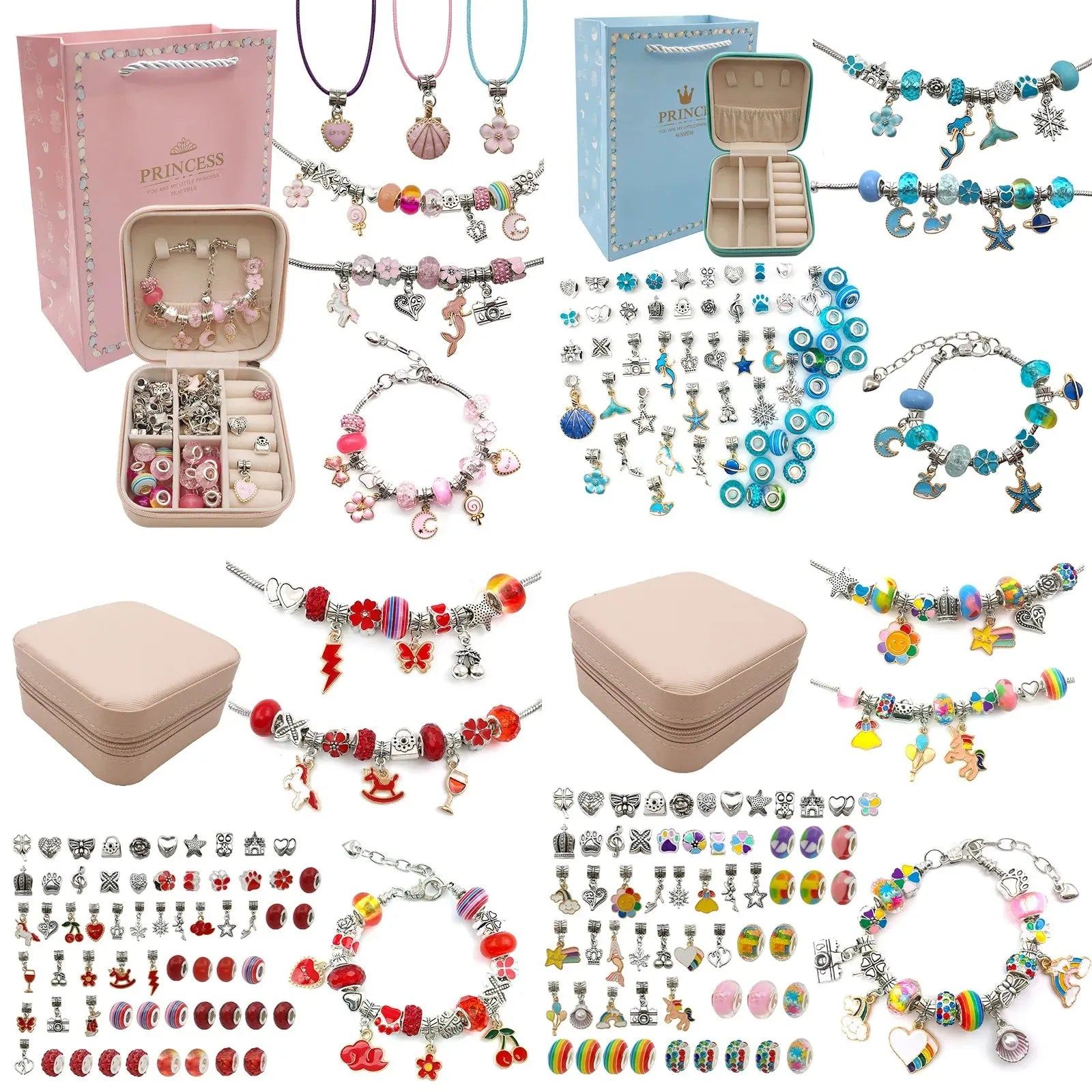 Charm Bracelet Making Kit for Girls,Gift Box 66 Pcs of Jewelry Making Kit