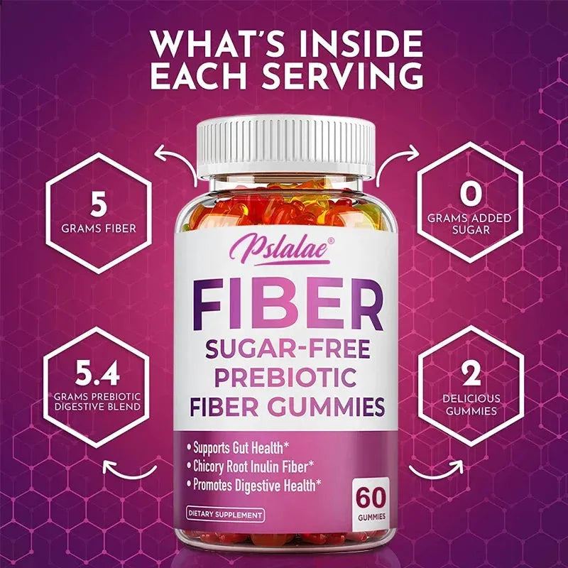 Adult Sugar-Free Prebiotic Fiber Gummies - Non-GMO with 5G Fiber and 5.4G Prebiotic Digestive Blend