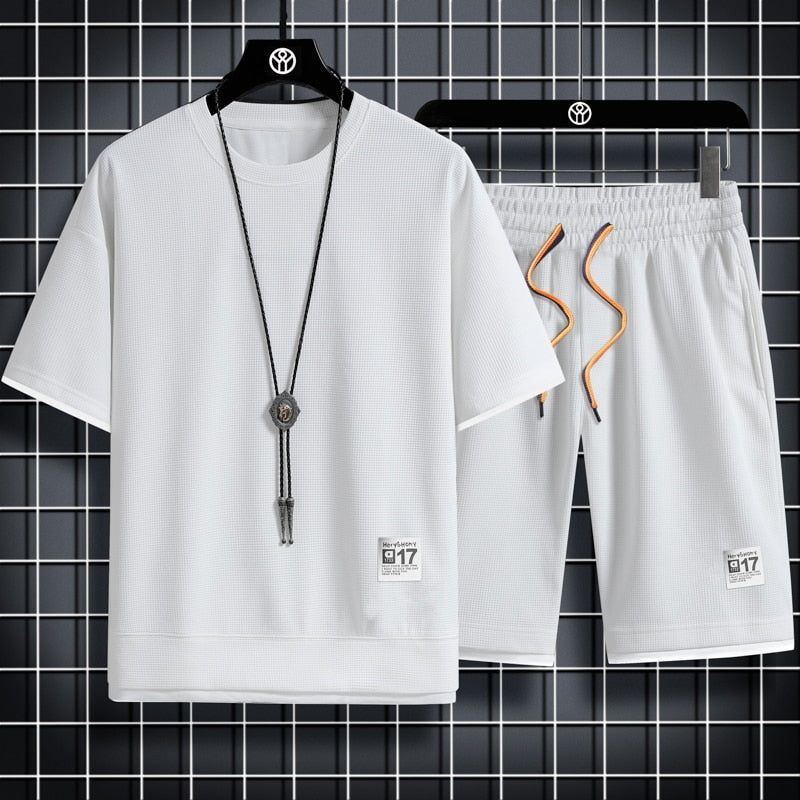 sport t shirt suits 2 piece matching sets outfit clothes for men - Jointcorp