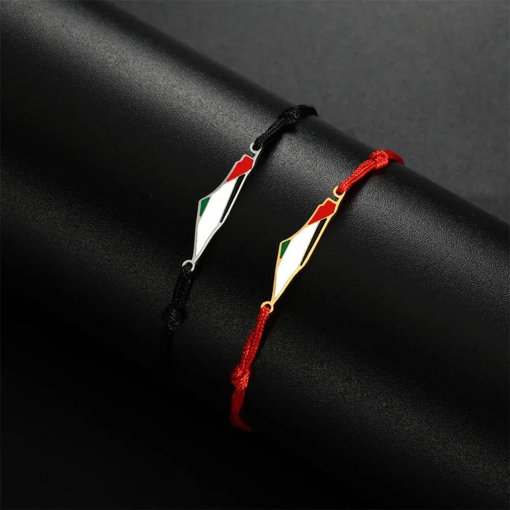 My Shape Palestine Map Flag Charms Bracelets for Women Stainless Steel Palestine Country Geography Map Pendant Bangle Jewelry