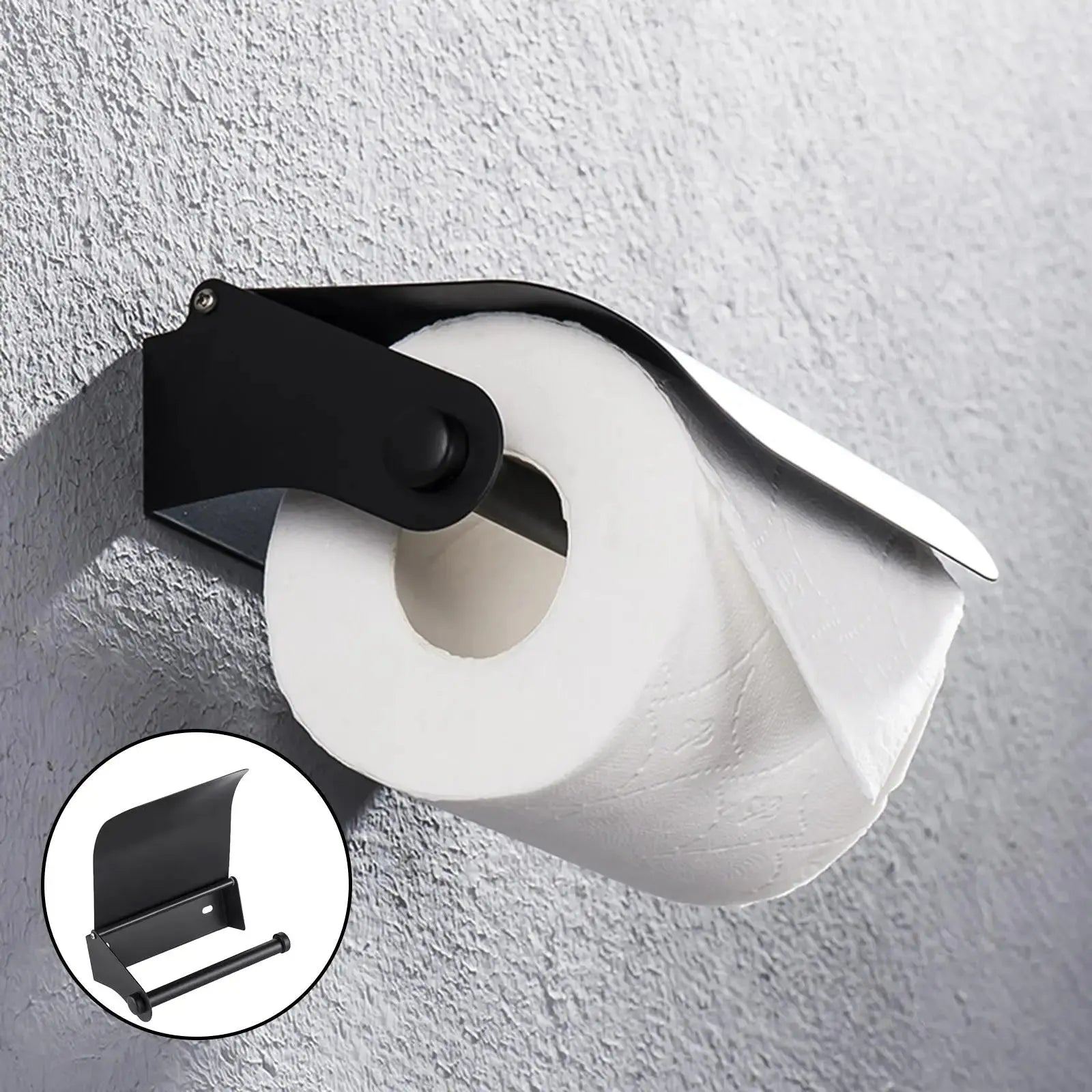 Bathroom Stainless Steel Black Toilet Roll Paper Holder Wall Mounted