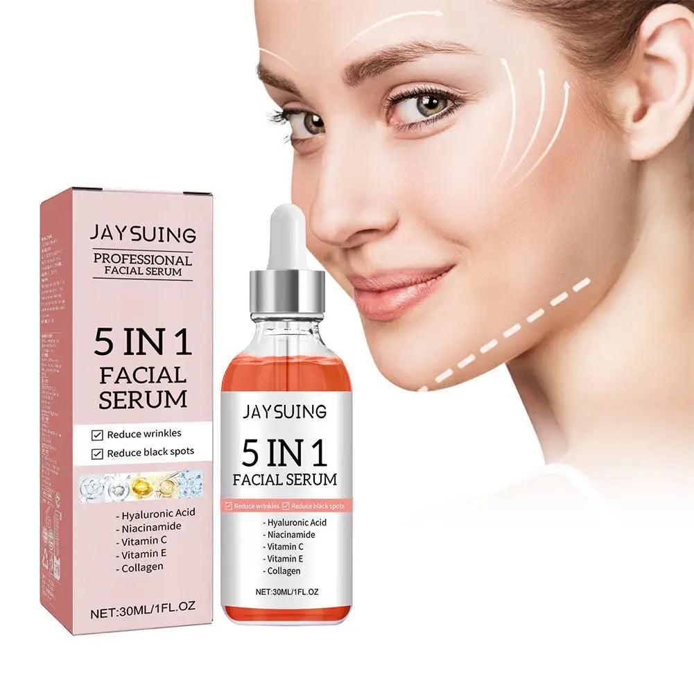 1pcs 30ml 5 In 1 Face Serum Moisturizing Hyaluronic Acid Vitamin C Facial Serum smoothing Brightening Skin Care