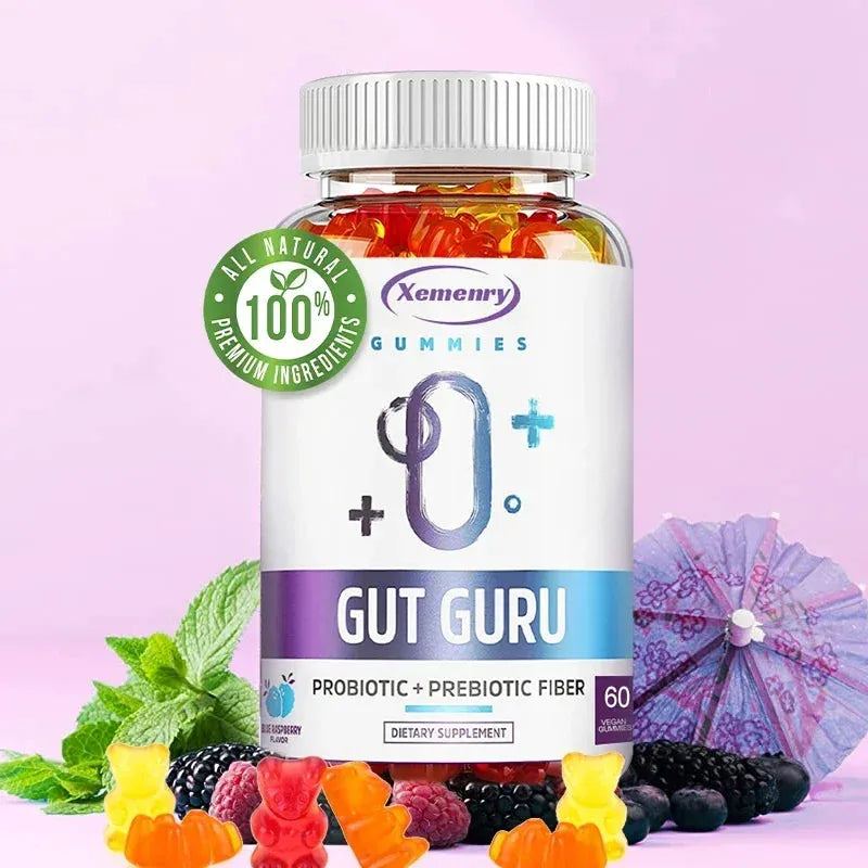 GUT GURU Prebiotic and Probiotic Gummies - Digestive Tract and Immune Support for Men and Women