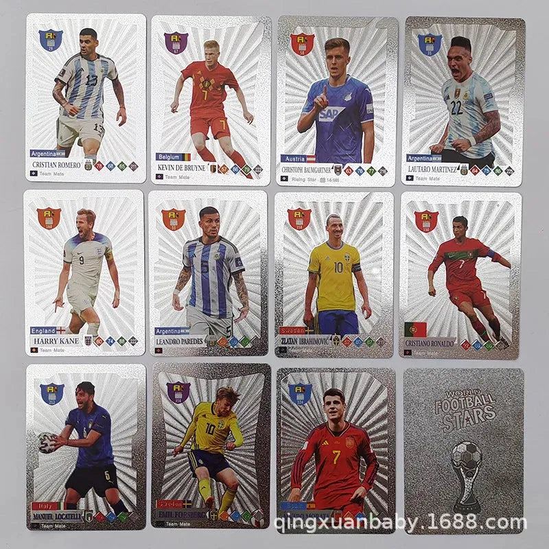 55Pcs Messi Ballsuperstar Gold Card Star Limited Edition Signature Series Trading Football Player Card Children's Fan Gift Pack