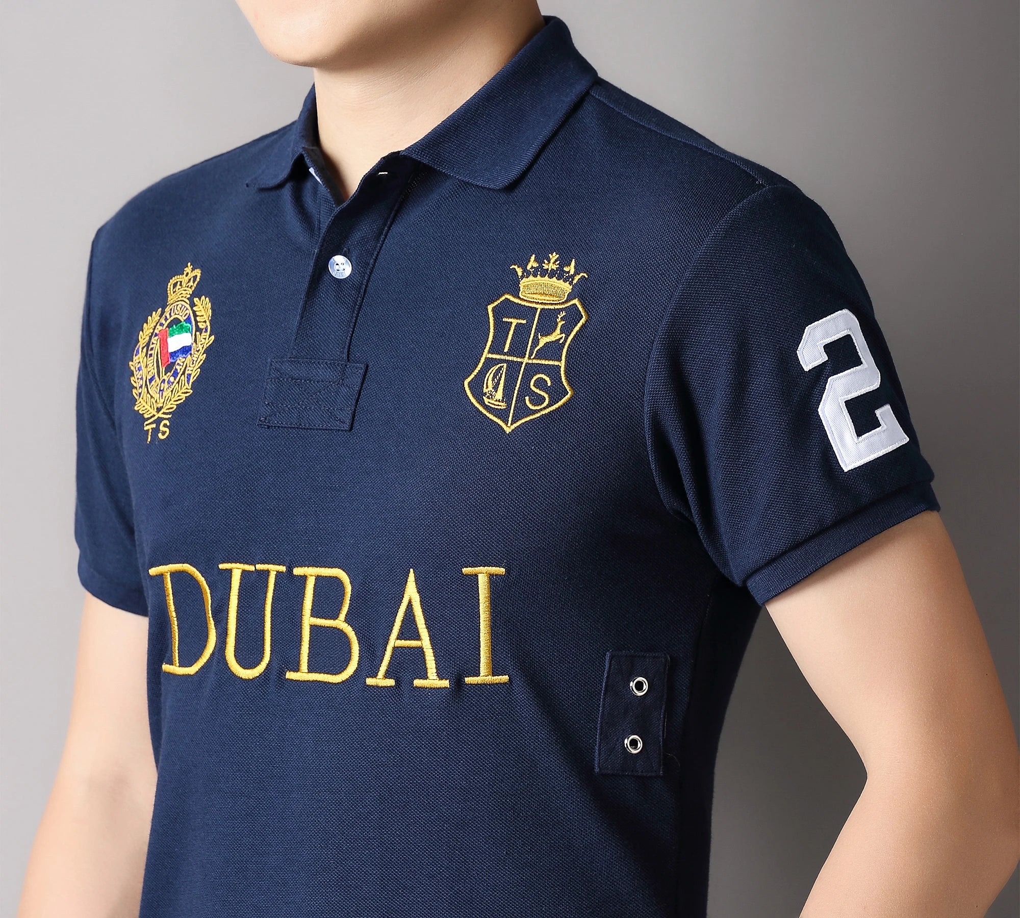 Men's polo shirt UAE Dubai short Royal casual sport party high-end cotton embroidery luxury contrast color original design