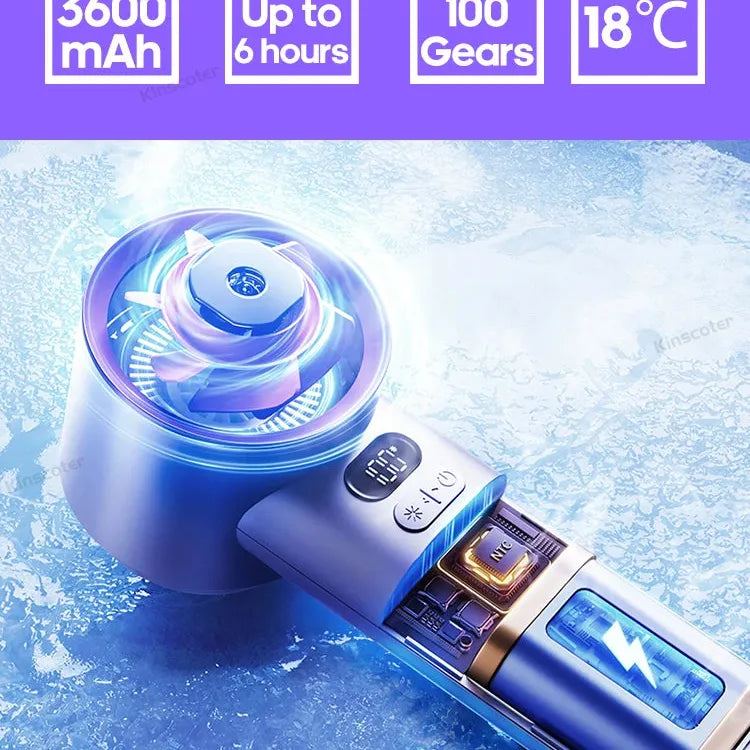 KINSCOTER Portable Handheld Turbo Fan 100 Wind Speeds Adjustable Mini Personal Fan Battery Operated Electric Eyelash Fan