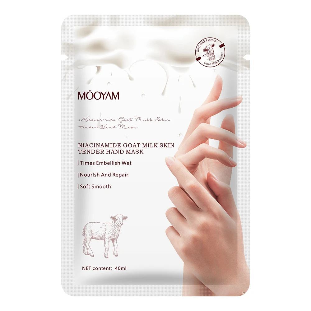 8pcs Nicotinamide Goat Milk Moisturizing Hand Mask Gloves Cracked Hands Anti-aging Repair Rough Hand Skin Care