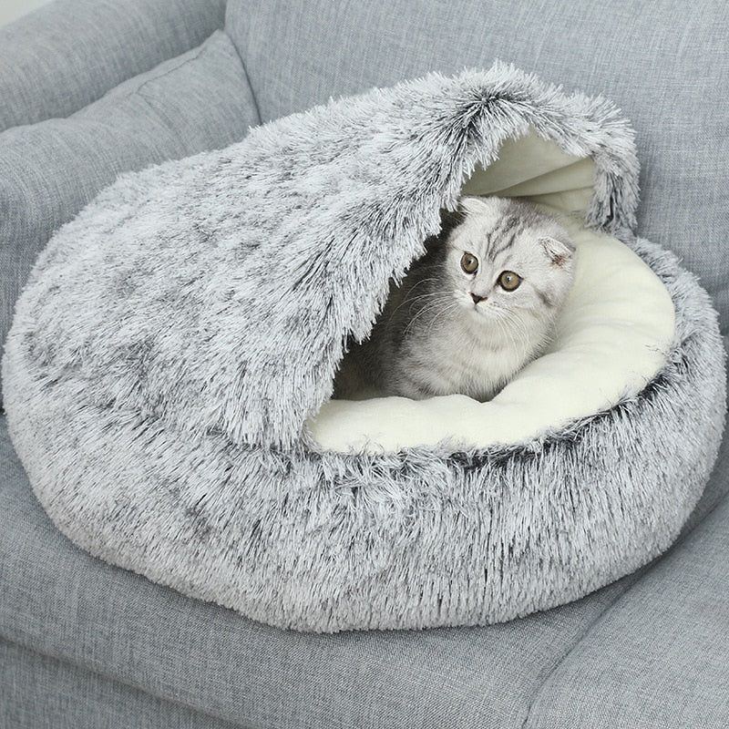 New Pet Bed Winter Soft And Comfortable Warm Shell Semi-enclosed Cat Mattress Cute Pet Cat Bed Kennel Dog Sleep Protector