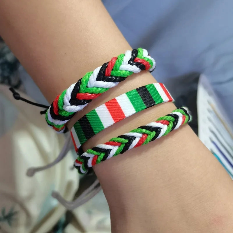 Multicolor Manual Weave Palestine Bracelet Gaza Color Arabic Ethnic Style Men Women Adjustable Accessories Gifts hépīng Peace