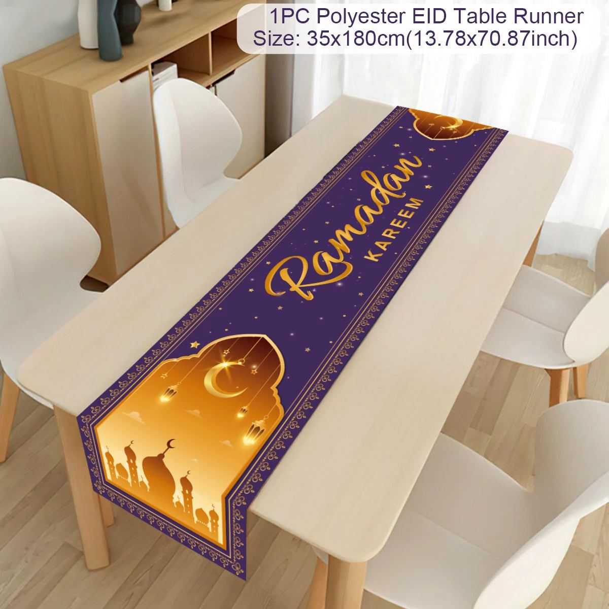 Ramadan Decoration Table Runner EID Mubarak Decor 2024 For Home Tablecloth Ramadan Kareem Islamic Muslim Party Eid Al-Fitr Gifts