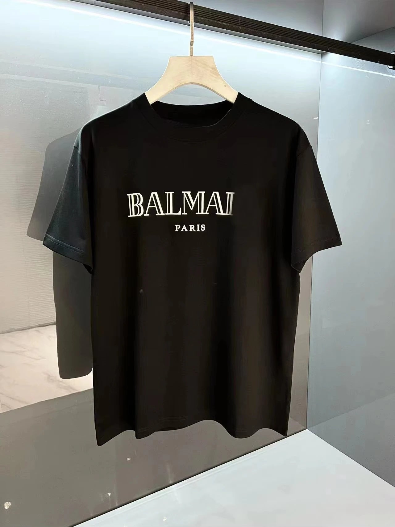 2025Summer Fashion Men's T-shirt Balmai Top Luxury Brand Letter Print T-shirt Short Sleeve T-shirt Women's Fashion Crew-neck Top