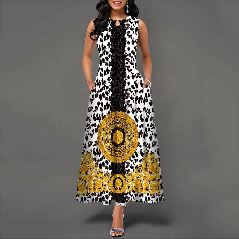 Women New Loose Floral Vintage Hole Ruffles Befree Dress Large Big Summer Camis Party Elegant Maxi Dresses