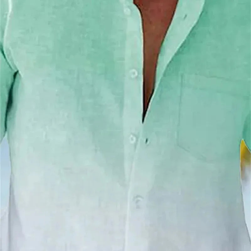 2023 Summer Shirt Men's Hawaiian Men's Short-sleeved Shirt Two-color Printing Men's Beach Travel Leisure Oversize Pocket 5XL