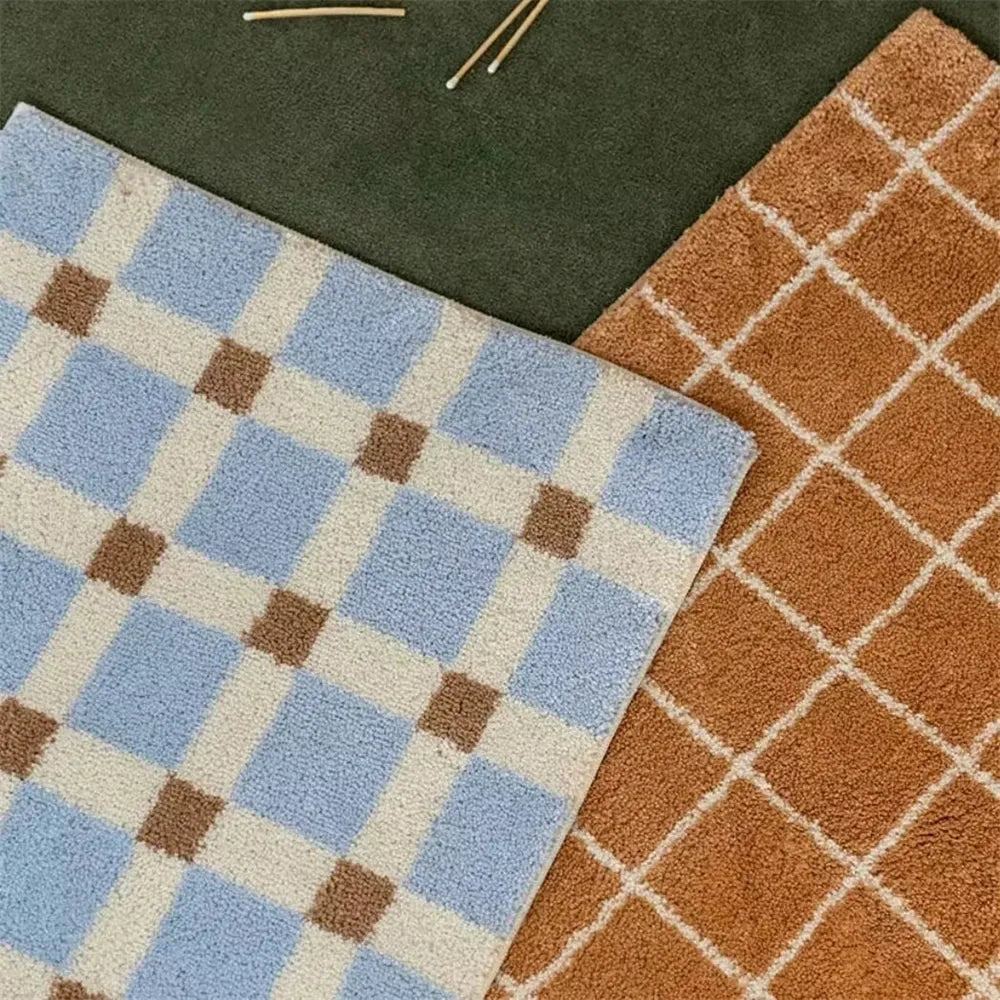 Ins Cashmere Striped Plaid Foot Mat, Absorbent, Non-slip, Household, Living Room, Sofa, Bedside Blanket, Bathroom, Korean-style