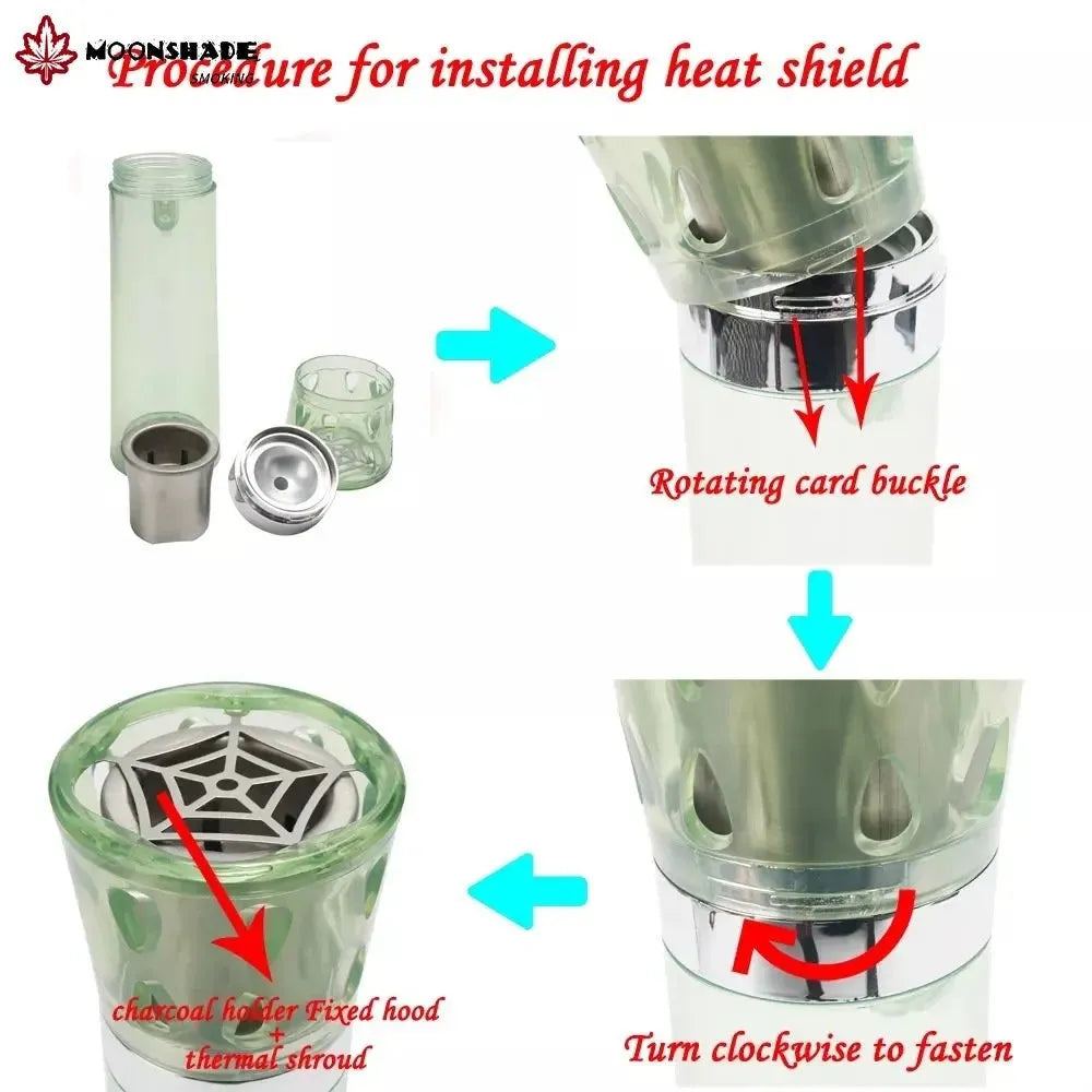 MOONSHADE Portable Handheld LED Car Hookah Set Colorful Lights Complete Acrylic Shisha Narguile Kit Outdoor Travel Smoking Tool