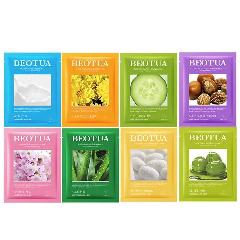 8pcs Natural Plant Face Mask Beauty Skincare Masks Moisturizing Firming Hydrating Facial Mask Face Care Korean Cosmetics