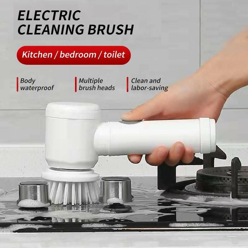 Electric Cleaning Brush Bathroom Wash Brush Kitchen Cleaning Tool USB 5-in-1 Handheld Bathtub Brush Electric Brush Cleaner Sink