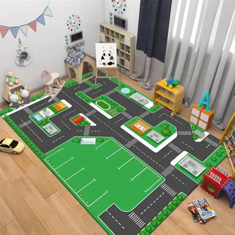 Children's Anti-slip Rug Crawl Mat Road Traffic Route Map Rug Living Room Sofa Coffee Table Carpets Baby Climbing Play Carpet