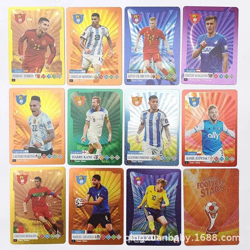 55Pcs Messi Ballsuperstar Gold Card Star Limited Edition Signature Series Trading Football Player Card Children's Fan Gift Pack
