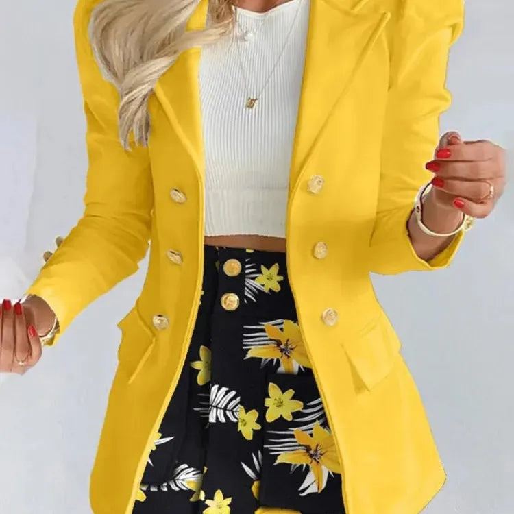 Women's Plaid Print Jacket With Mini Skirt Two Piece Sets
